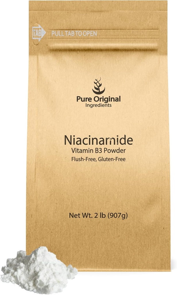 PURE ORIGINAL INGREDIENTS Niacinamid (2 lb) Flush- Free Vitamin B3 prášek, dodatek stravy