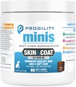 Nootie Progility Mini Skin & Coat Supplement för små hundar, fiskolja stöder hälsosam hud och rock, 60 mjuka chews per behållare