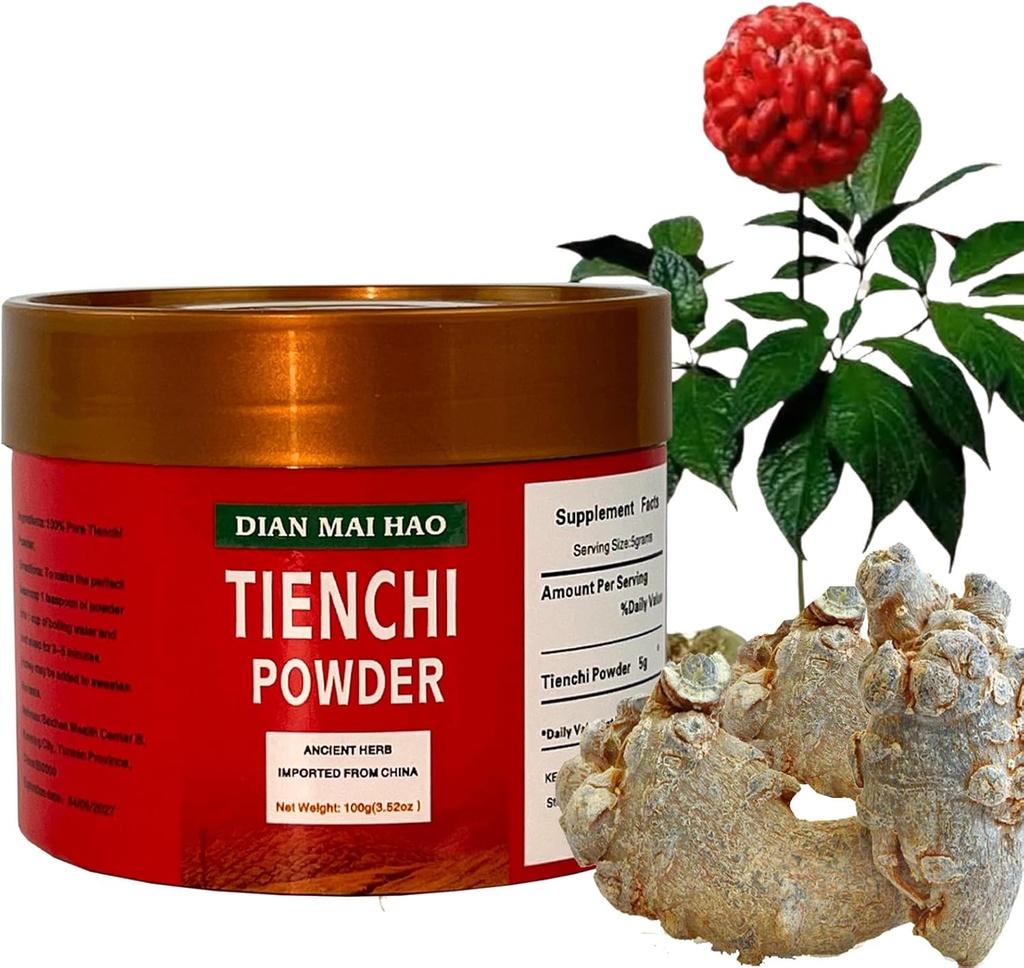 100g (3.5oz) 100% Pure Tienchi Poudre Pseudoginseng Notoginseng Poudre de Sanqi Tienchi Ginseng Poudre de 1200mesh