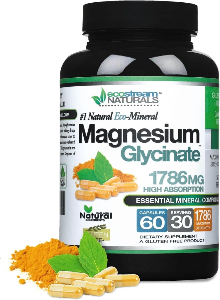Magenium Glycinate 1786mg - yếu tố Mineral - Sưu tập cao - Gluten miễn phí