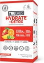 TRULABS Hydrate + Detox - Tropical Punch. Kiekviename tiekime yra 1422 mg elektrolitų ir 19 vitaminų ir mineralų bei DHM (6 ct)