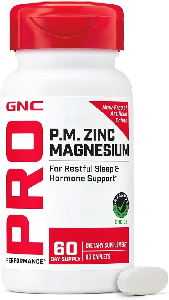 GNC Pro Performance Cinkas Magnis, 60 tablečių, Palaiko neramus miego ir anabolinės paramos