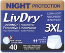 LivDry adults Incontinence Incontinència sota el Jurat, sobre la nit còmode Absorbència, Protecció de Lak (XX-Large (40 comte)