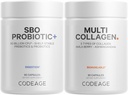 Codeage Multi Colágeno Protein Cápsulas 5 Tipos, Ashwagandha Withania Somnifera & Organic Amla Berry + SBO Probiótico Blend 50 Bilhões UFC Bundle, Lactobacillus Plantarum, Bacillus Subtilis, Non-GMO