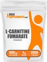 BulkSupplements.com L-Carnitine Fumarate Powder - Carnitine Supplement, Kirol Elikadura, L-Carnitine 500mg - Gluten Free, 500mg zerbitzatu bakoitzeko, Gluten Free, 1kg (2,2 lbs) (1. paketea)