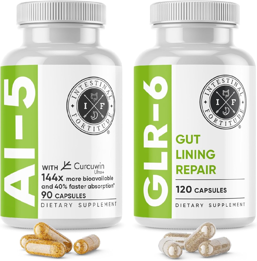 Instestinal Fourtitle AI-5 & GLR-6 The Digestive Health Supplesive W/Glutine, Turclutic, Curclutin for Gut Health Capsole Suplation & Gigestive Heal, Not-GMO, Dairy Free - 30-DABSDS