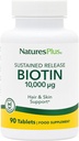 NaturesPlus Biotin, Tartós kiadás - 90 tabletta - vegetáriánus, glutén mentes - 90 adag