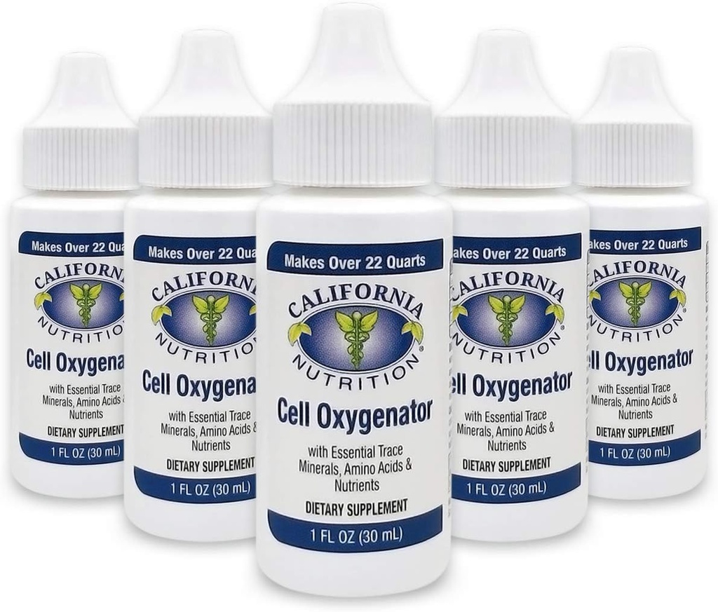 Oxixenador de células 1 Fl Oz Bottle (Pack of 5), liquid Concentrate Cell Oxygen Drops Water Daily Nutritional Supplement, Support Immune System, para atletas de uso diario