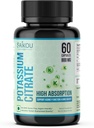 Potassium Citrate 800 mg High Absorption Potassium Supplement - 60 Servings Supports Electrolyte Balance - Pure and Potent