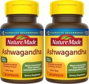 Nature Made Ashwagandha Kapsle 125mg pro podporu stresu, 60 Kapsle, 60 denní zásoba (balení po 2)