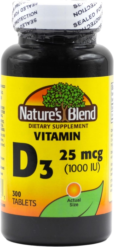 Mélange naturel de vitamine D3 1000 UI 300 Comprimés