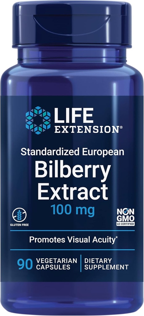 수명 연장 표준 유럽 Bilberry 추출, 100 mg, MirtoSelect® Vaccinium myrtillus, 눈 건강, 순환, 윤활, 글루텐 무료, 비 GMO, 채식, 90 캡슐