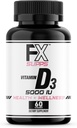 FXSUPPS Vitamin D3 5000 IU (1 pakke, 60 lett å svelge Softgels) | Helse og velvære kosttilskudd for menn og kvinner | Kolekalciferol, Best for bein, hjertehelse, immunsystem, lungefunksjon