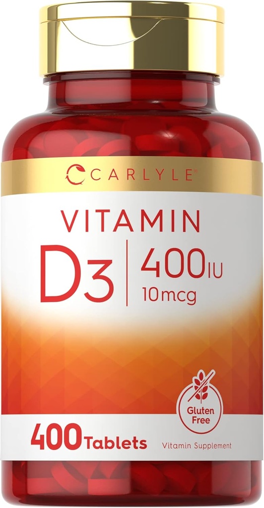 Carlyle Вітамін D3 400iu (10mcg) 400 Tablets Значення значення екстракту вегетаріанської, Non-GMO і клейковини Free Formula вітамін D добавки