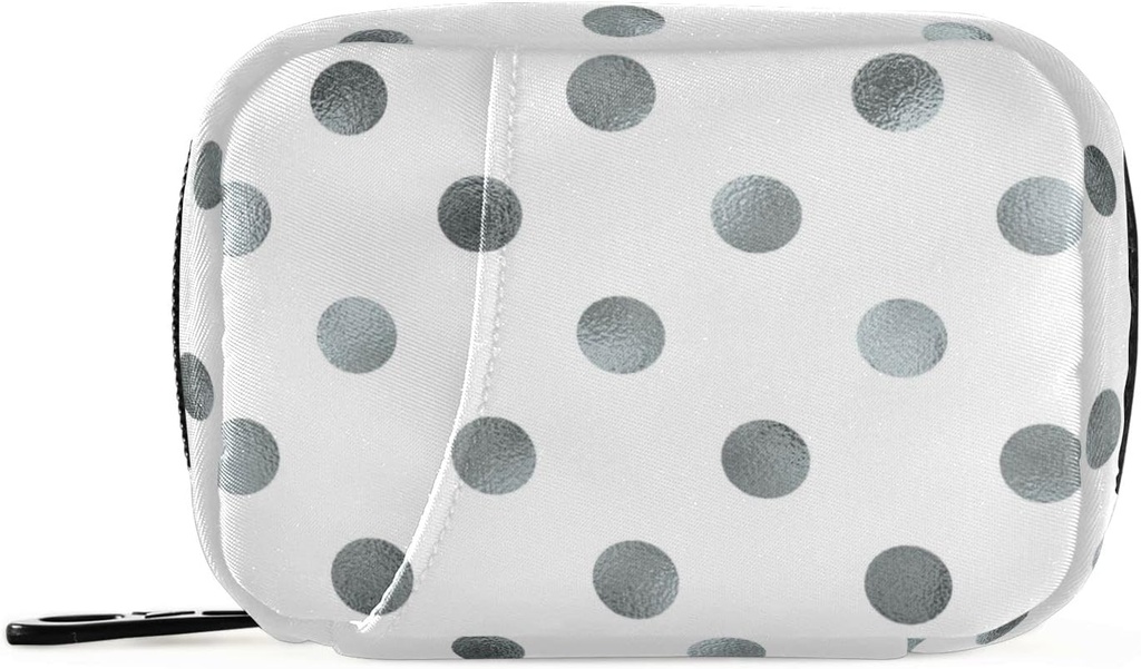 Naanle sølv hvid polka Dot Pill Box 7 Dag sag taske Rejse Organizer med lynlås Portable Weekly Compact Størrelse for vitamin supplement Holder A Dots Grey 4.6 x 3.14 x 1.88 tommer