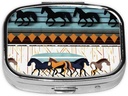 Pill Box, Purse & Pocket üçün Kiçik Pill Case, Cute Medicine Organizer Səyahət Pillbox, Vitaminlər, Cəmiyyət, Balıq Yağ və Ekstrları,Horse Stripes Patterns Pattern
