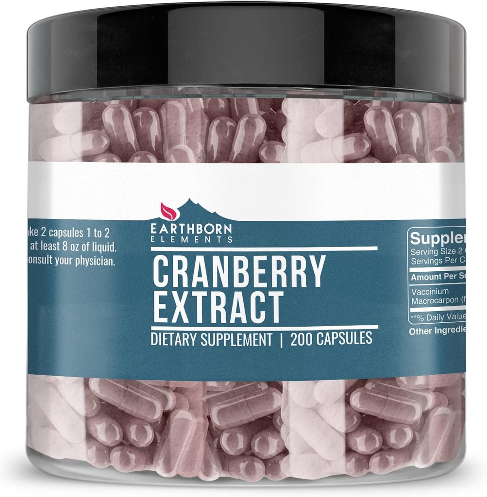 Pozemné prvky Cranberry Extract 200 kapsúl, čisté a nezriedené, žiadne doplnkové látky