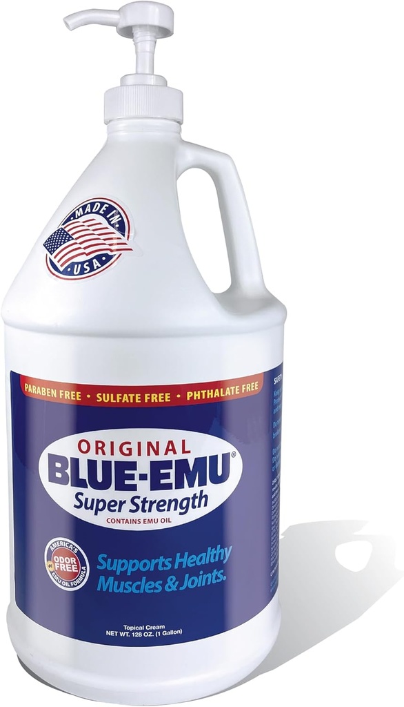 BLUE-EMU Original Super creme de força, calmante músculo e suporte conjunto, 1 Gallon