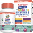 MaryRuth Organics Toddler Multivitamin Gummies + Postbiotics | USDA Organic | 아이의 나이에 대한 비타민 2+ | 면역 지원 | 비타민 C | 비타민 D3 | 비타민 A | 아연 | 비건 | 60 인분