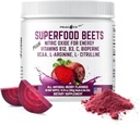 Superfood Beets Powder, 10.59oz 40 Servings - Beetroot Powder Organic Beet Raot Blend with Green Tea & Berry Flavor, Non-GMO, Plant-Based Drink Mix