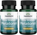 Swanson trippel styrke Melatonin - naturlig søvnstøtte for forstyrrede søvnsykluser - (60 kapsler, 10 mg hver) 2 pakke