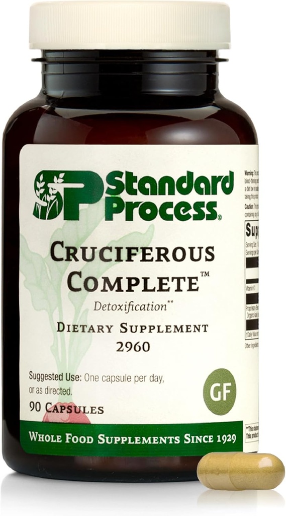 Processo padrão Crucífero Completo - Antioxidante de Alimentos Inteiros, Detox e Suporte Fígado com Vitamina K, Kale Orgânico e Brussel Sprouts - 90 Cápsulas