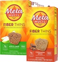 Metamucil Fiber Thins Fiber Supplement mit Bleam Digestive Health Support Tip Card Psyllium Fiber Bars - 12CT Apple Crisp & 12CT Cinnamon Spice - Set