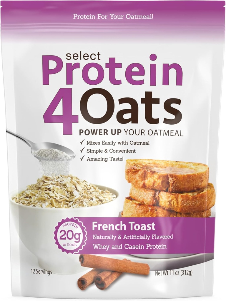 PEScience Protein4Oats, Powder to make Amazing Degusting Protein Oatmeal, z Whey in Kazein, francoski Toast, 12 Servinges