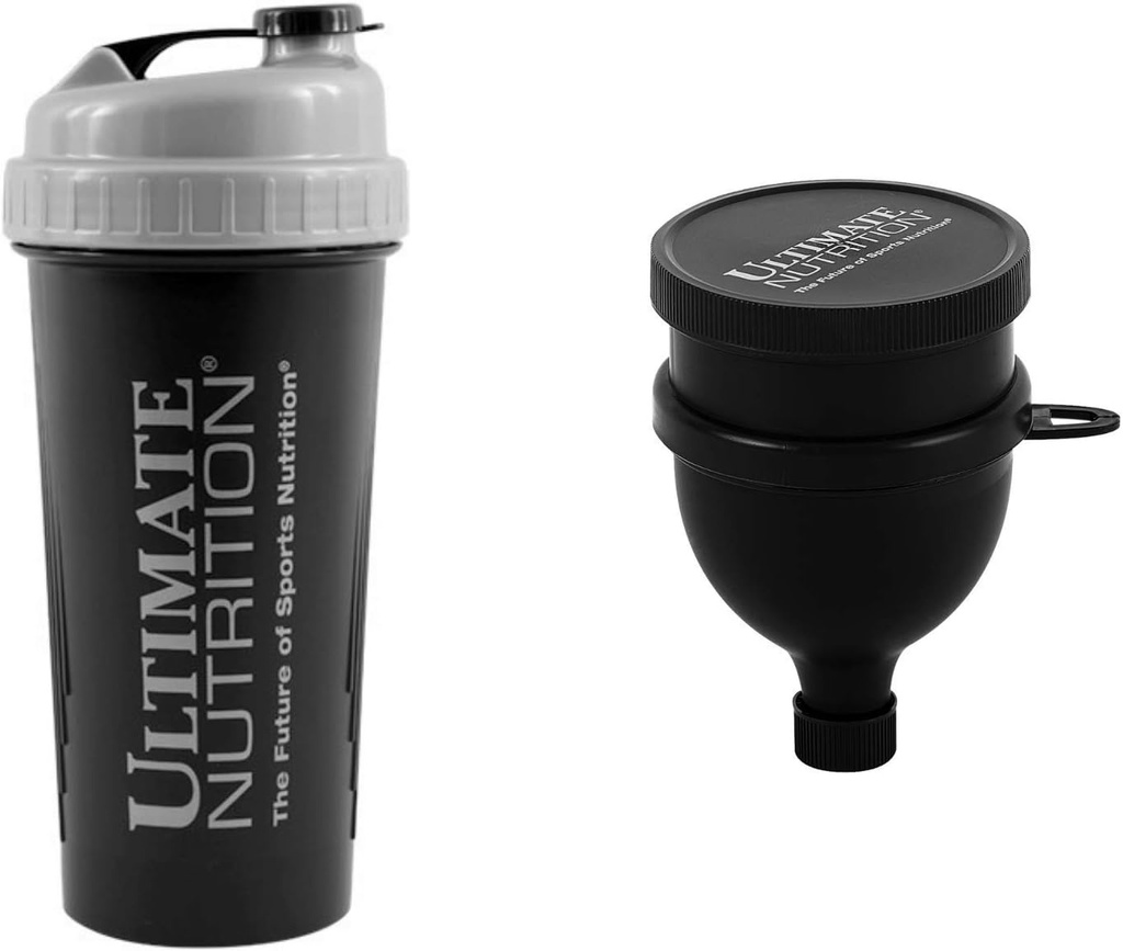 Ultimate Nutrition Filtré Bouteille de Shaker et Entonnoir triple couche avec Capsule et Powder Organizer