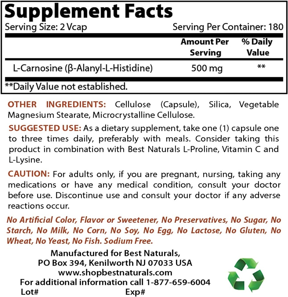 L-Carnosine ดีที่สุด 500 mg & actil L-Cannitin 500 Mg
