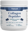 Pattern Wellness Collagen Peptides Powder (Tipe I & III) - Rambut, Nails, Kulit dan Gabungan Dukungan - Rumput Fed & Pasture- Dibesarkan - hidrolized, Non- GMO, Dairy Free, & Keto- Friendly - Cookies & Cream (13 Oz)