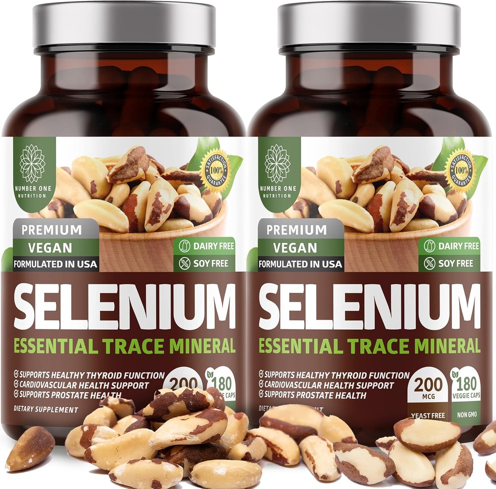 2-Pack N1N Premium Pure Selenium [Max Absorption, 200MCG] per supportare l'immunità, la salute del cuore e della prostata, 360 Veg Caps