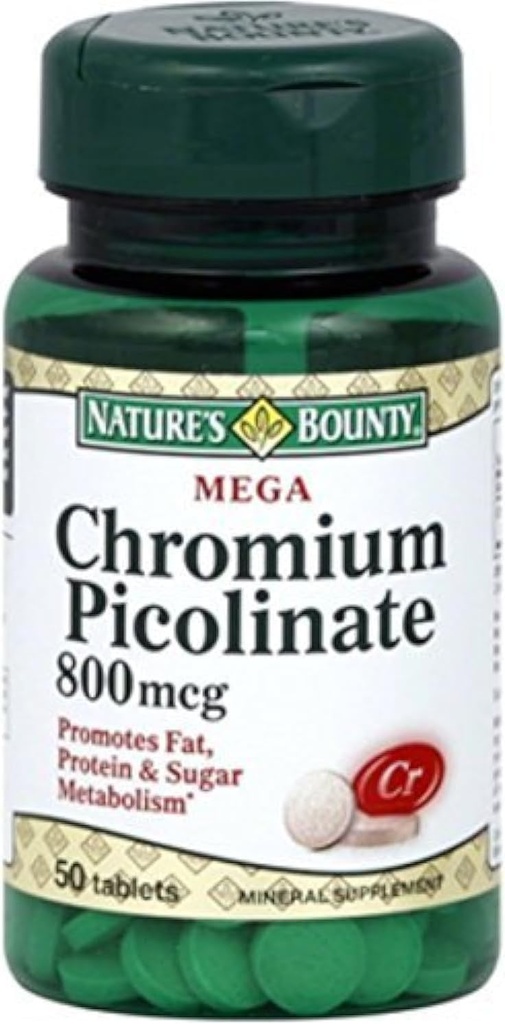 Nature's Bounty Mega Chromium Picolinaat 800 mcg tabletten 50 ea (verpakking van 2)