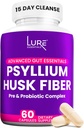 Lure Essentials Psyllium Husk kapsulak Colon Cleanse - Zuntz prebiotiko eta probiotikoa