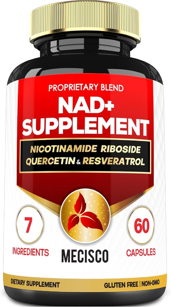 NAD+ Doplnky s nikotínamidom Riboside w/Quercetin, Resveratrol, Turmeric, Rhodiola Rosea, Astragalus - 60 gróf