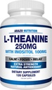 Arazo Nutrition L-Theanine 250mg (Extra Tugevus) koos Inositool 100mg, 120 kapslit Taimetoitlane