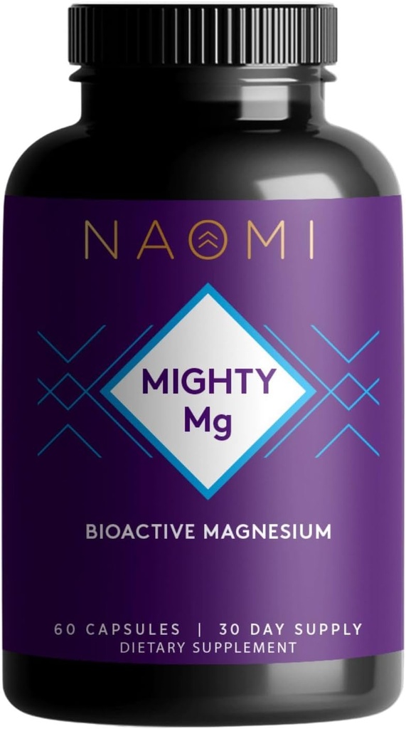 NAOMI Mighty Mg Magnesium Glycinate & Malate Complex 360mg, hohe Absorptionsformel, elementares Magnesium unterstützt Herzgesundheit, starke Knochen, besserer Schlaf, Glutenfrei, Non-GMO, Vegan, 60 Veggie Caps