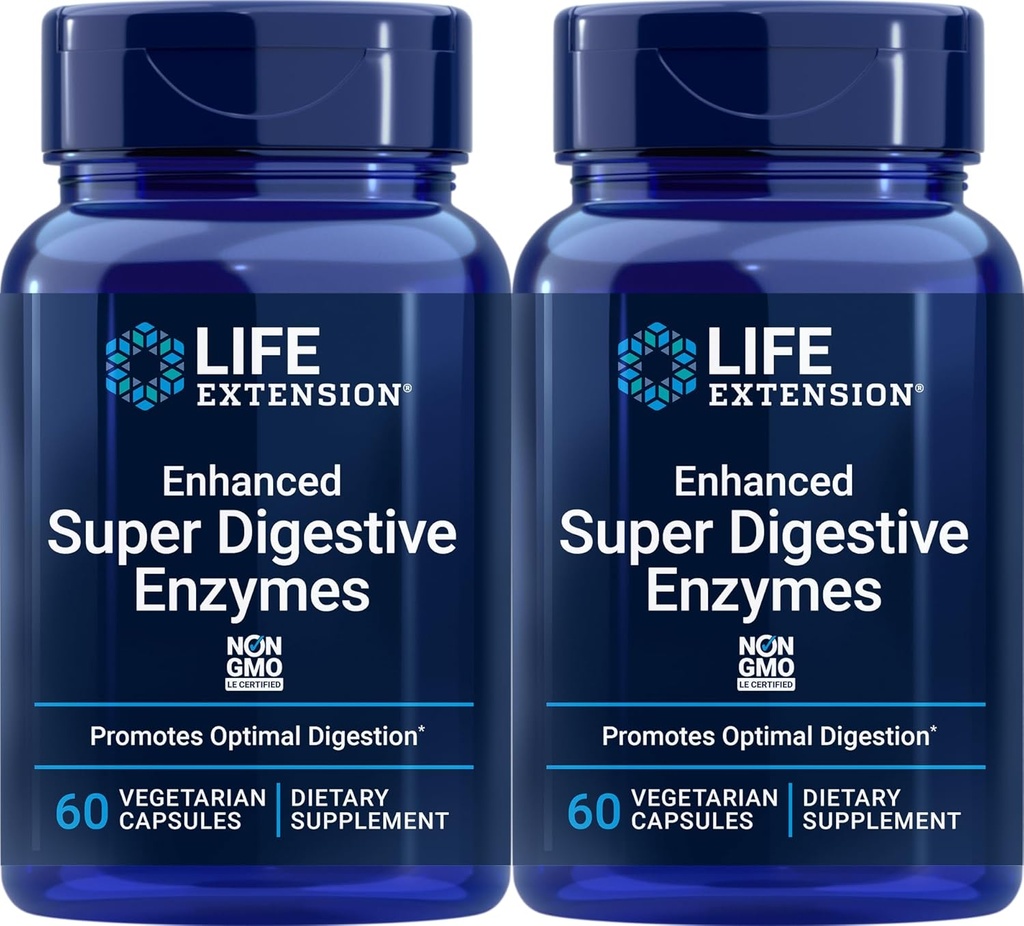 Livslängd Förbättrad Super Digestive Enzymes, 60 Vegetariska kapslar (Pack of 2)