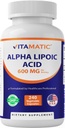 Vitamatic Alpha Lipoic Acid (ALA) 600mg Пер Сервінг - 240 Овочеві капсули - 120 Сервінги - Non-GMO & Gluten Free