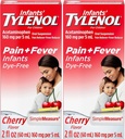 Tylenol Infants Oral Suspension, Dye-Free, Cherry, 2 Fl. Oz (Pack of 2)