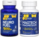 NATURAL STACKS MagTech Magnesium + NeuroFuel Nootropic Bundle - Podporuje relaxaci, soustředění a zdraví mozku * - 165 Celkové kapsle