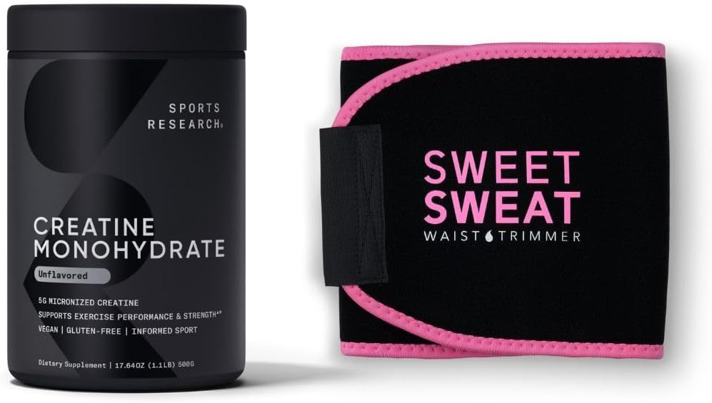 Sports Research Creatine Monohidrat i Sweet Sweat Wamemer - Black/Pink (Large)