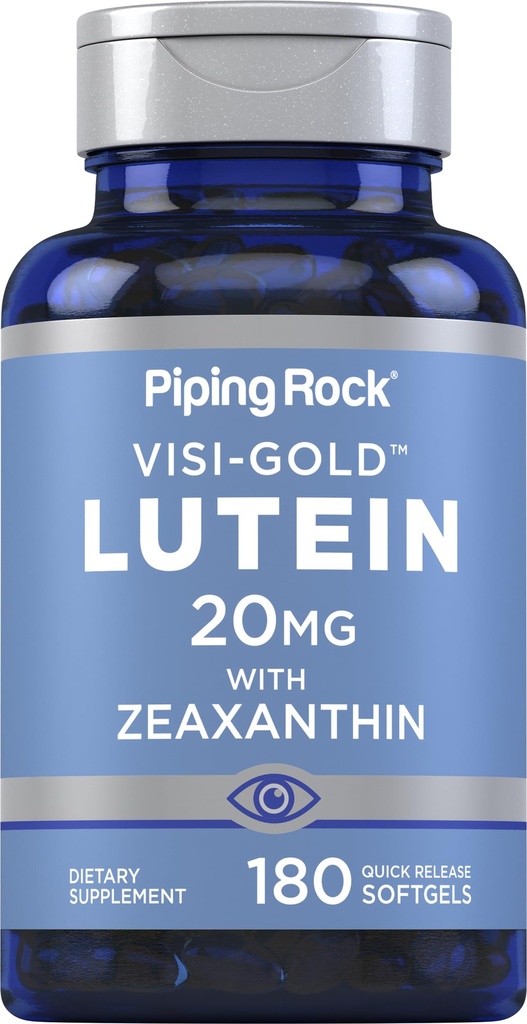 Piping Rock Lutein and Zeaxanthin Supplement | 20mg | 180 Softgels | from Marigold Extract | Non-GMO, Gluten Free