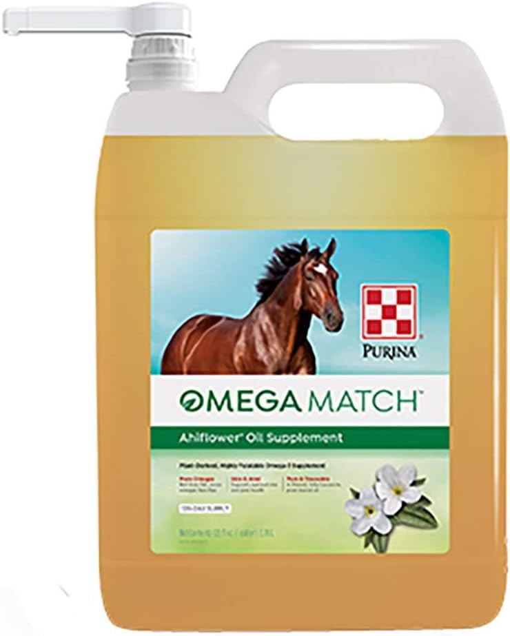 Purina | Omega Match Ahiflower Oil Horse Supplement | 1 Gallon (1 GAL) Botila