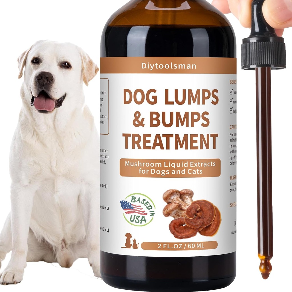 Psí Lumpy a Bumps Léčba - Houbový dodatek pro psy - Lipoma Redukce, Zvyšuje imunitní zdraví, a zvyšuje energii - s Reishi & Turecko Tail Houby, 3.52 oz (tekuté)