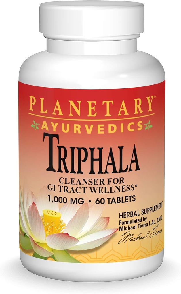 Planetos Ayurvedics Triphala 1000mg GI Tract Wellness & Cleanse - Galingas augalinis priedas - Balansas ir Detox Digistic Support Rejuvinate & Regulability - 60 tablečių