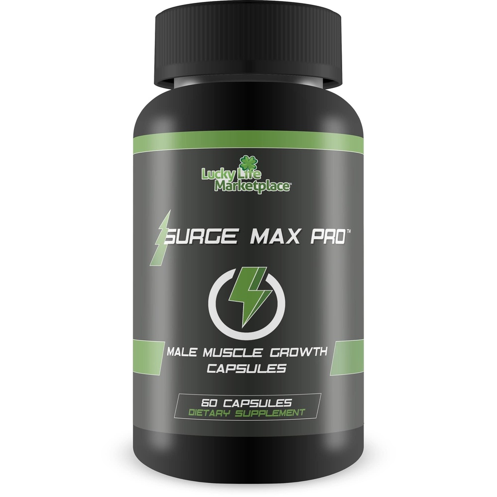 Surge Max Pro - Muscle Growth Formula - Enhance Power, Strength, Stamina, & Energy - Explosive Muscle Pump - Big Gains - Aid Oxygen & Nutrient Delivery to Muscles - L-Arginine - Build Muscle Mass