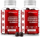 Vitamatic Chromium 100 mcg & Ceylon Cinnamon 50 mg Gummies per Serving– Sugar-Free Supplement – Vegan, Non-GMO, Gluten-Free – Plant-Based Gummies – 60 Count – 2 Pack (120 Count)