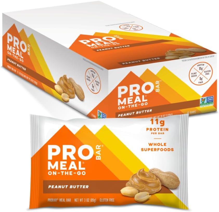 PROBAR - MEAL Bar, Peanut Butter, Non-GMO, Gluten-Free,health, Plant-Based, Whole-Food Materialss, Natural Energy (12 Count)