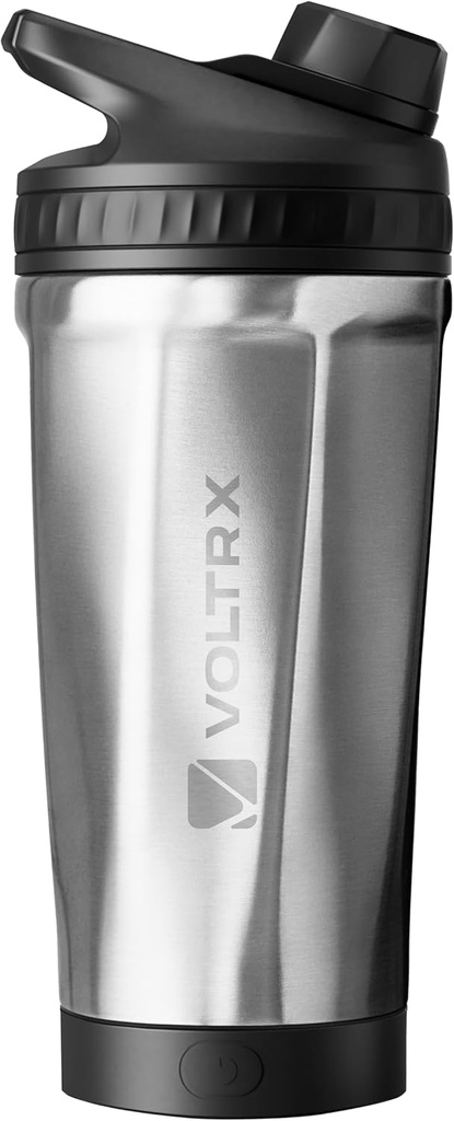 VOLTRX ChillMix Shaker Bottle Insulated Roestvrij Staal - USB C Oplaadbare elektrische eiwit Shake Mixer, Shaker Cups voor Proteïne Shakes en Maaltijden Vervanging, Chrome Steel, 16 oz